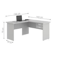 Mesa Em L Com Gaveteiro Carper Cinza - 2