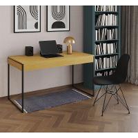 Escrivaninha Industrial Escritório Malta Canela Com 1 Cadeira Eames Eiffel Preta Base Ferro Marrom - 1