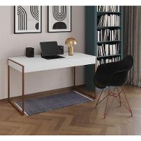 Escrivaninha Industrial Office Estudo Malta Branca 137X53Cm Com 1 Poltrona Preta Base C Marrom - 1