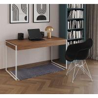 Escrivaninha Industrial Office Estudo Malta Amêndoa 137X53Cm Com 1 Poltrona Preta Base Marrom - 1