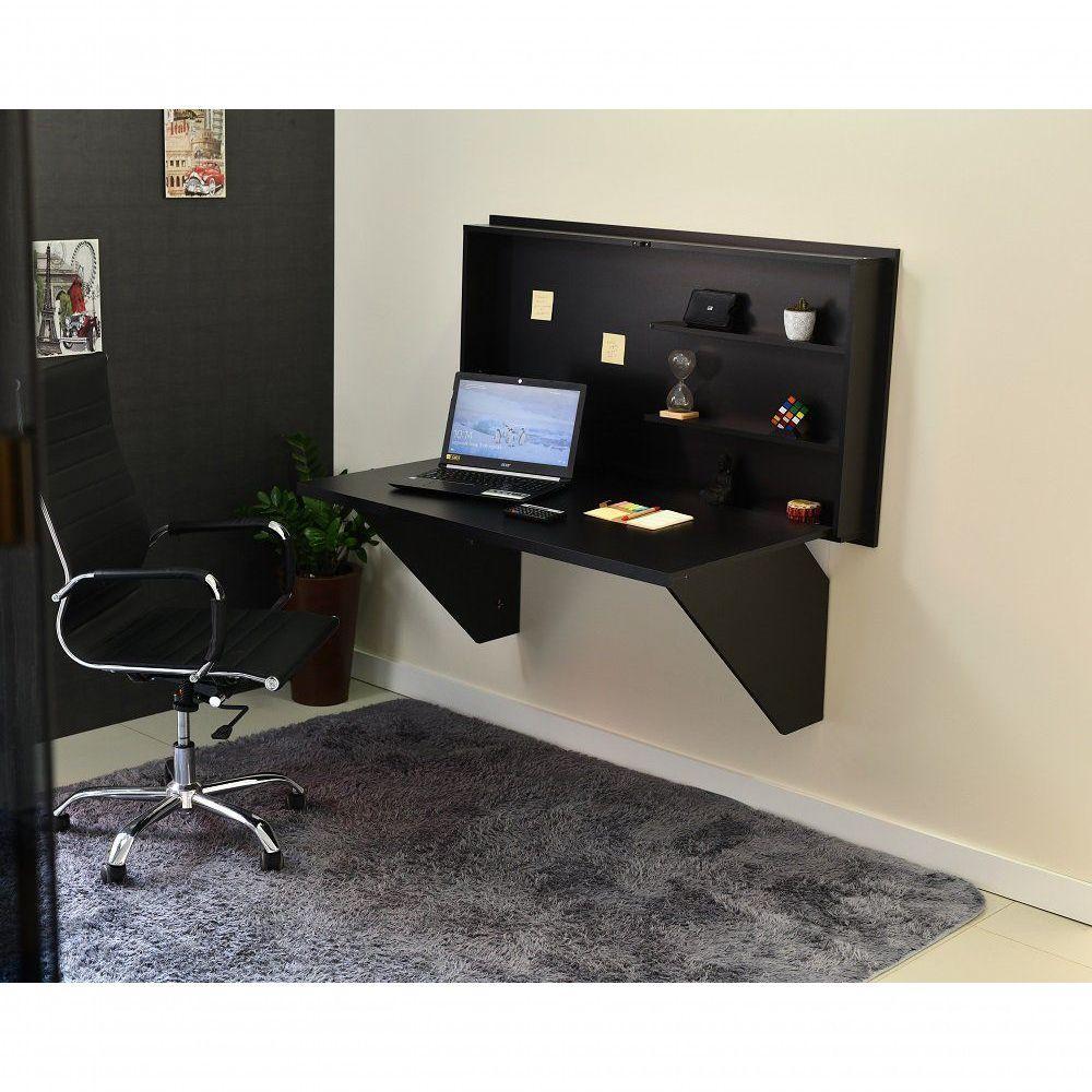 Mesa Home Office Escrivaninha Retrátil Preto - 2