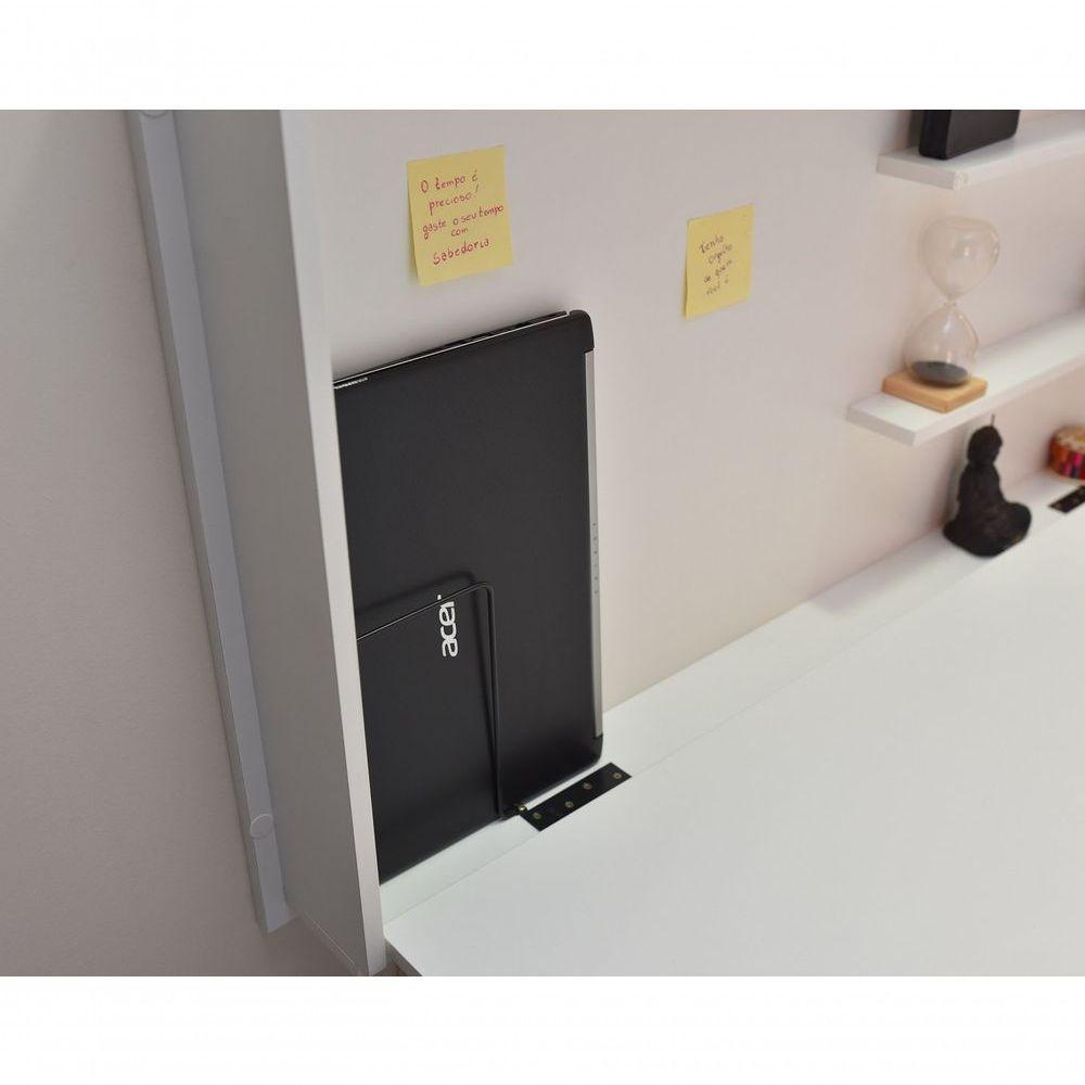 Mesa Home Office Escrivaninha Retrátil Branco - 3