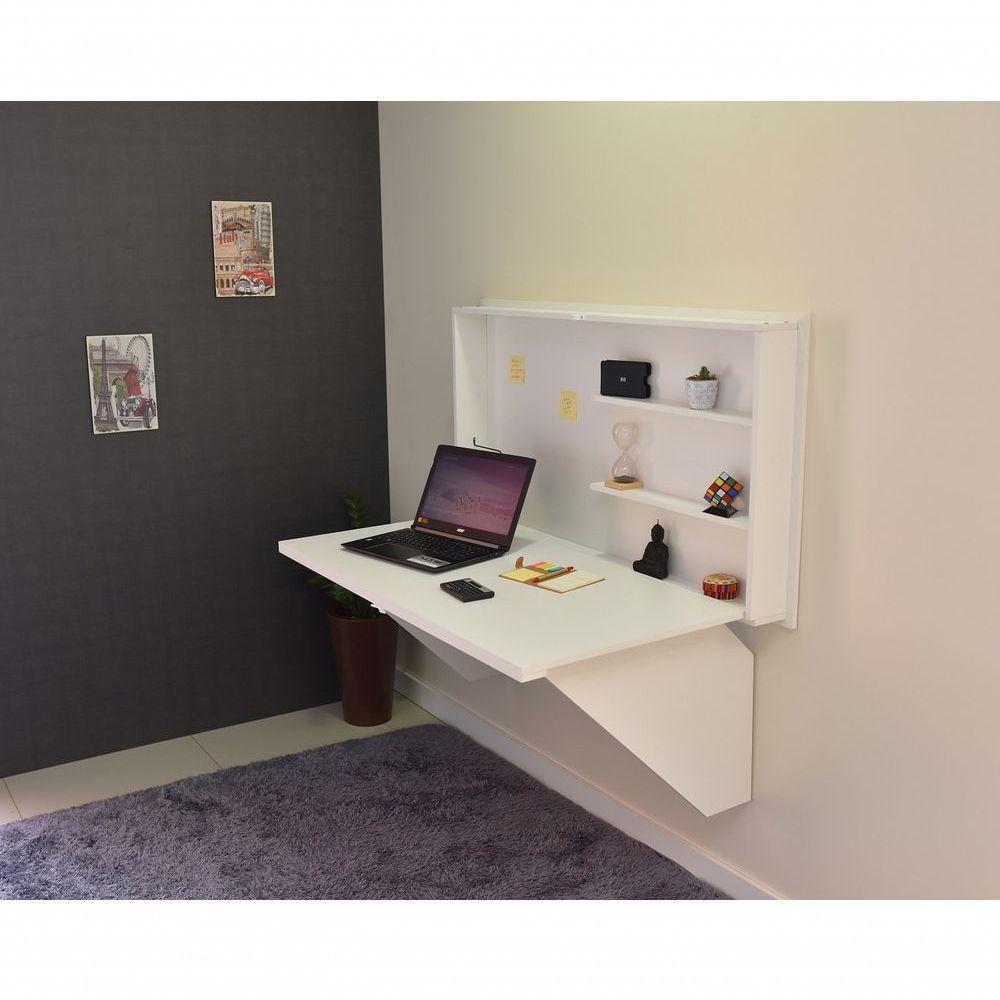 Mesa Home Office Escrivaninha Retrátil Branco - 6
