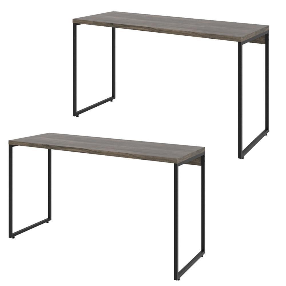 Kit 02 Mesas Escritório E Aspen 135Cm C01 Carvalho Dark - 1