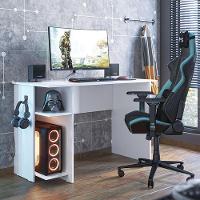 Mesa Computador Gamer 3875 Com Suporte Fone De Ouvido Branco Branco - 1