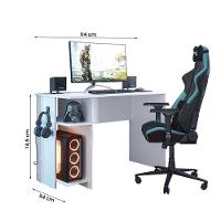 Mesa Computador Gamer 3875 Com Suporte Fone De Ouvido Branco Branco - 2