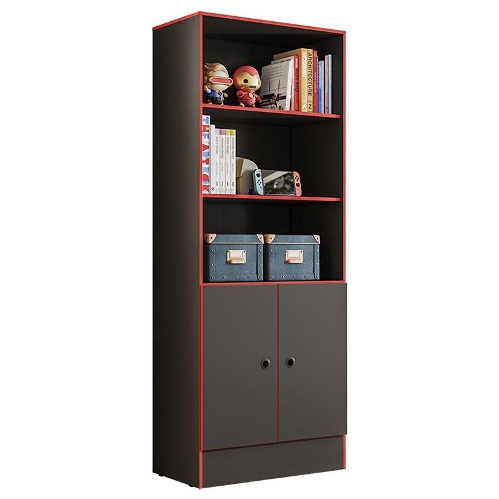 Kit Mesa Computador Gamer 3875 E Armario 2 Portas 4095 Preto/Vermelho Preto/Vermelho - 3