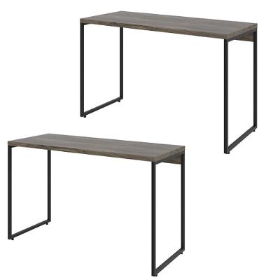 Kit 02 Mesas Escritório E Aspen 120Cm C01 Carvalho Dark