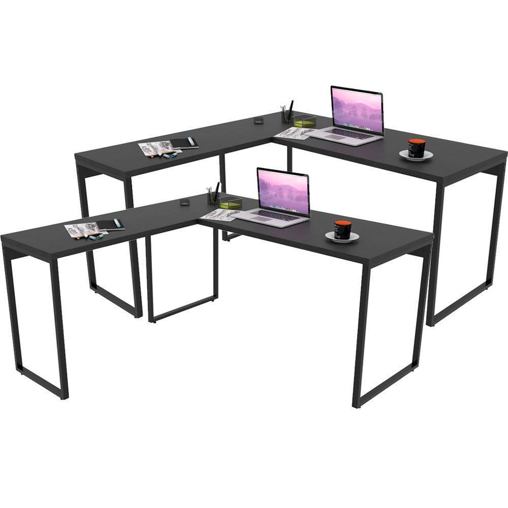 Kit 02 Mesas Escritório C01 150X150 Preto Onix - 1