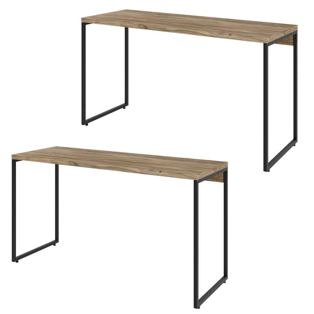 Kit 02 Mesas Escritório E Aspen 135Cm C01 Carvalho - 1