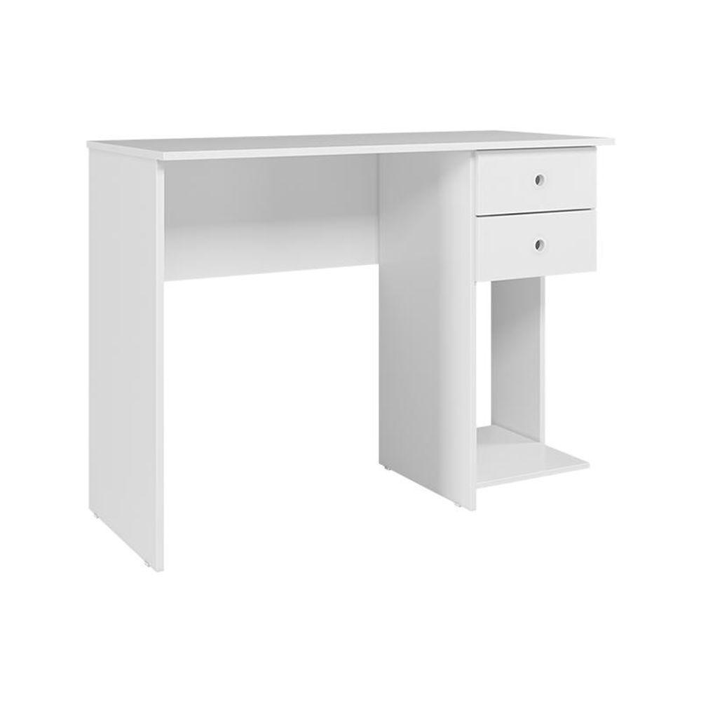 Mesa Para Computador Escrivaninha 4115 Com 2 Gavetas Branco Branco - 3