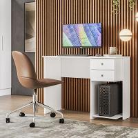 Mesa Para Computador Escrivaninha 4115 Com 2 Gavetas Branco Branco - 1