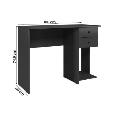 Mesa Para Computador Escrivaninha 4115 Com 2 Gavetas Preto Fosco Preto Fosco