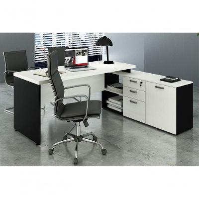 Mesa Consultório Em L 1,90X1,60 Web40 + Armário Branco/Preto