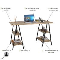 Mesa Para Escritório Estilo Cavalete 135cm Carvalho