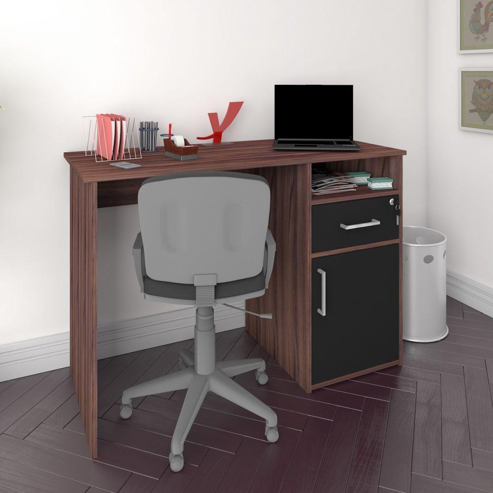 Mesa Para Escritório Escrivaninha Hall A02 Ipê Preto - 6