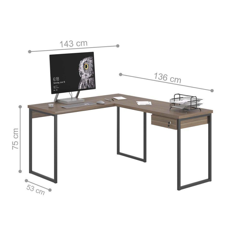 Mesa Em L Com 1 Gavetas Ferv Afarra - 4