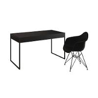Escrivaninha Industrial Office Estudo Malta Preta 137X53Cm Com 1 Poltrona Preta Base Fe Cor: Preto - 6