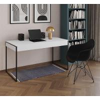 Escrivaninha Industrial Office Estudo Malta Branca 137X53Cm Com 1 Poltrona Preta Base F Cor: Branco - 1