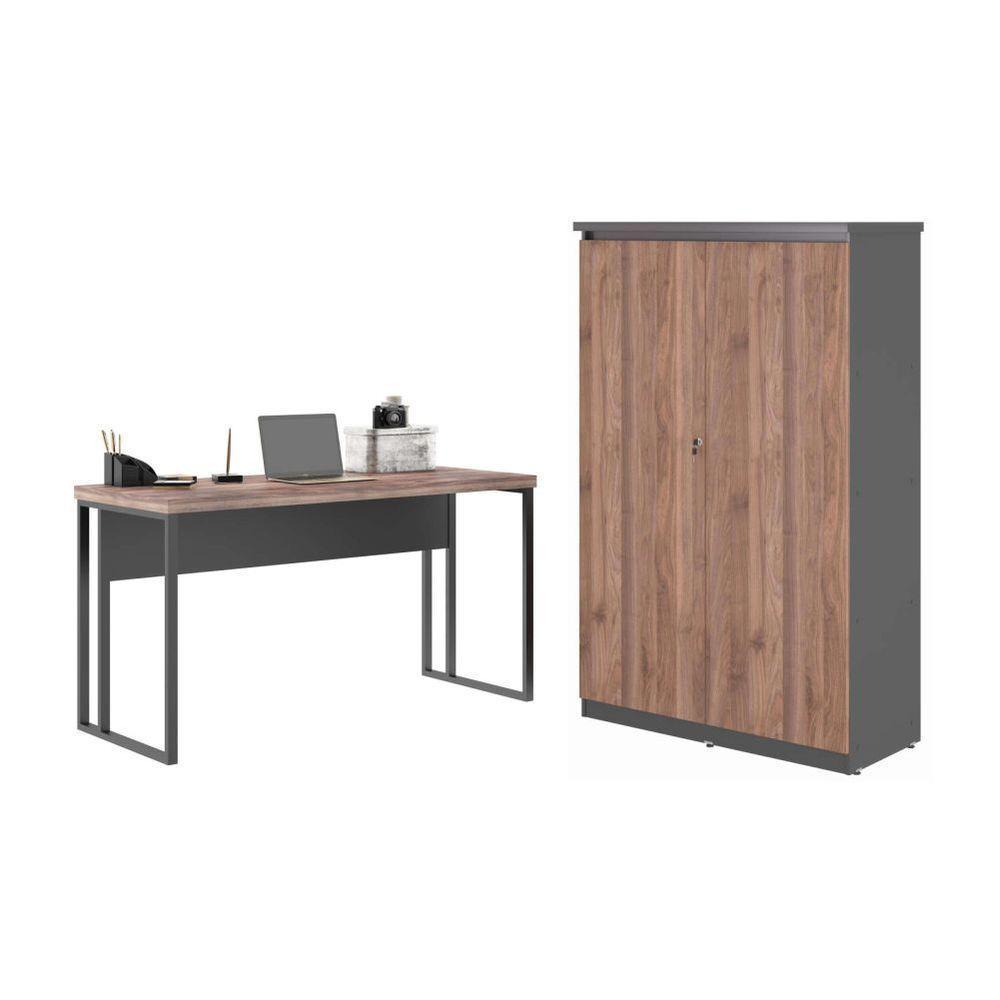Escrivaninha 1.2 Com Armário Dubai Noce Preto - 1