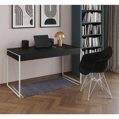 Conjunto Escrivaninha Retangular Malta Industrial Ferro 137cm Preto com Poltrona