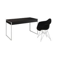 Escrivaninha Industrial Office Estudo Malta Preta 137X53Cm Com 1 Poltrona Preta Base Fe Cor: Preto - 6