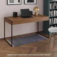 Escrivaninha Industrial Madeira Padrão Office Amêndoa 137X53Cm Com Base Em Ferro Preto - 1