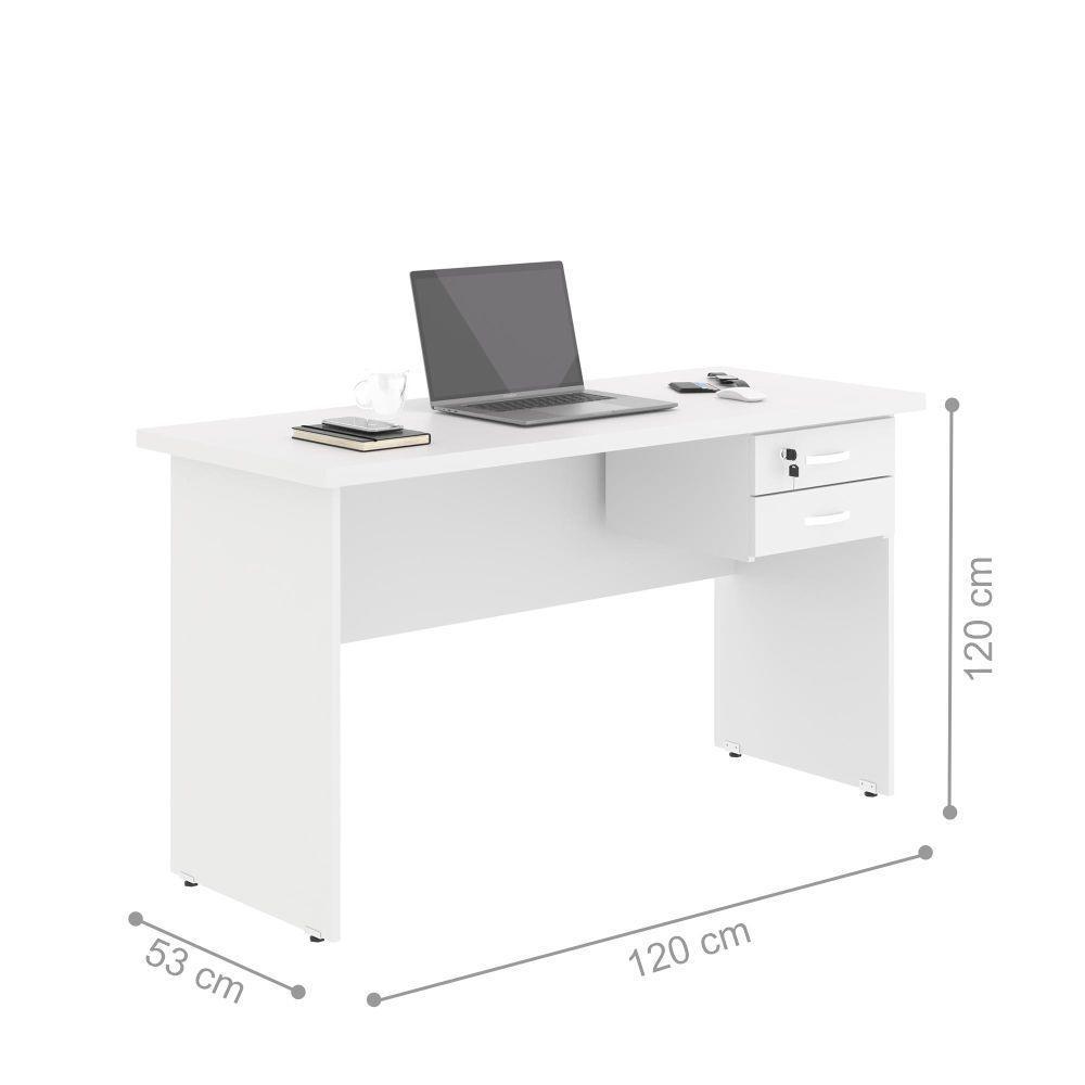 Escrivaninha Com Gavetas 1.20 Plate Branco - 2