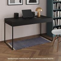 Escrivaninha Industrial Madeira Padrão Office Preta 137X53Cm Com Base Em Ferro Preto Cor: Preto - 1