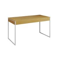 Escrivaninha Industrial Madeira Padrão Office Canela 137X53Cm Com Base Em Ferro Branco - 5