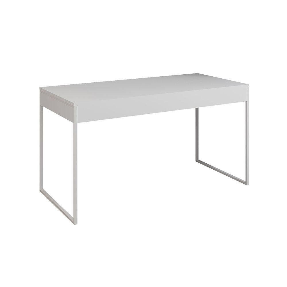 Escrivaninha Industrial Office Estudo Malta Branca 137X53Cm Com 1 Poltrona Preta Base F Cor: Branco - 5