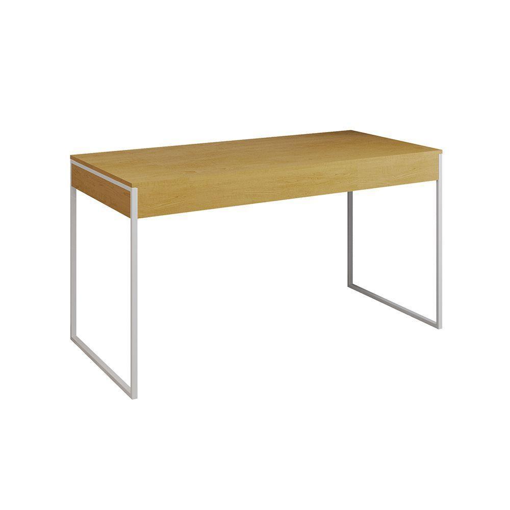 Escrivaninha Industrial Office Estudo Malta Canela 137X53Cm Com 1 Poltrona Preta Base F Cor: Canela - 5