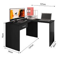 Mesa Escrivaninha Parati L01 Com Extensor E 1 Gaveta - Amarena Móveis Cor Preto