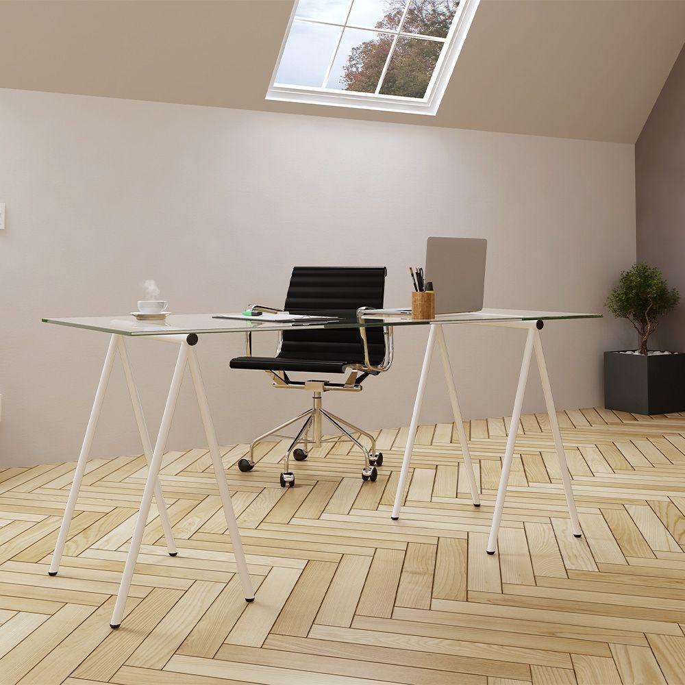 Mesa De Escritório Cavalete Itaim Branco New Green - Branco - 3