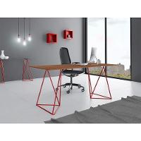 Escrivaninha Bela Vista Cavalete Tampo Imbuia Base Ferro Vermelho - Preto - 1