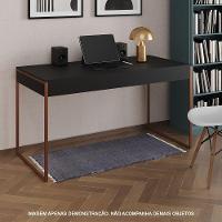 Escrivaninha Industrial Madeira Padrão Office Preta Malta 137X53Cm Com Base Cobre Cor: Preto - 1