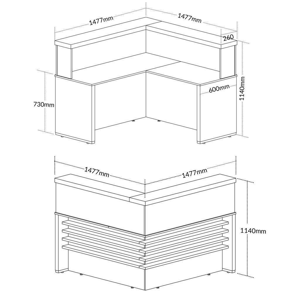 Balcão Para Recepção Escritório Office Atria Executiva 147X147Cm A02 Carvalho Branco - 3