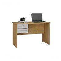 Escrivaninha Mesa Para Computador Byte 2 Gavetas Com Chave Valdemoveis Cinamomo/Off White - 1