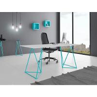 Escrivaninha Bela Vista Cavalete Tampo Branco Base Ferro Azul Turquesa - Preto - 1