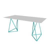 Escrivaninha Bela Vista Cavalete Tampo Branco Base Ferro Azul Turquesa - Preto - 5