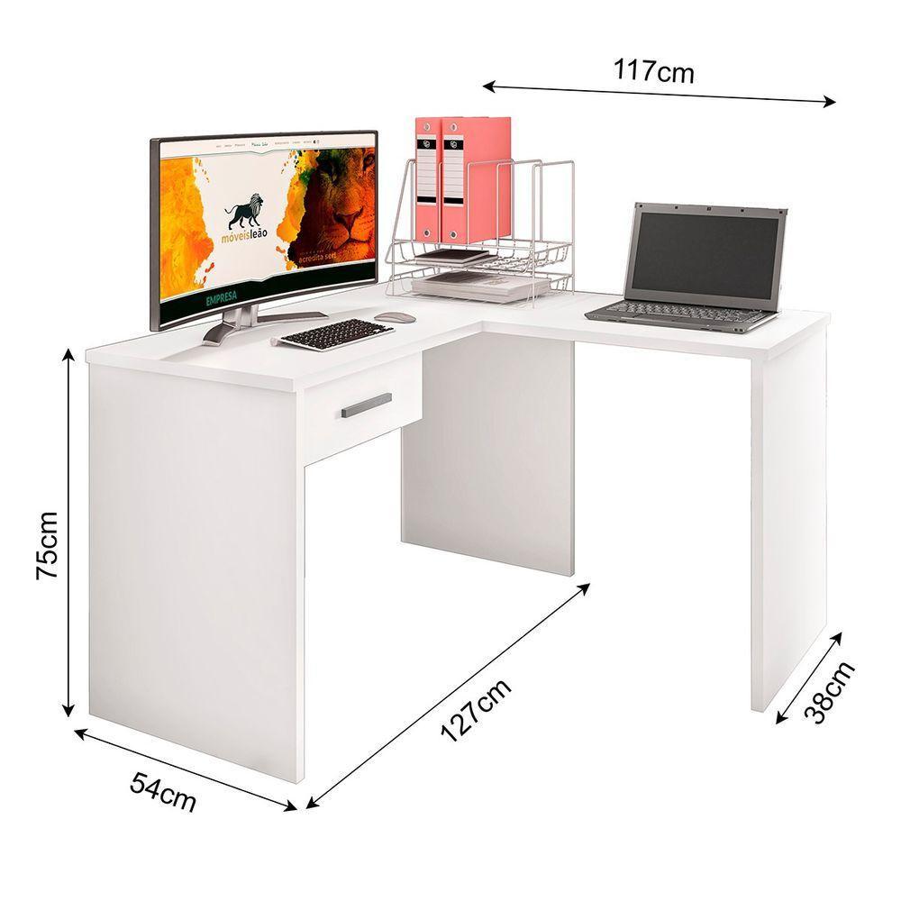 Mesa Escrivaninha Parati L01 Com Extensor E 1 Gaveta - Doce Sonho Móveis Cor Branco - 4