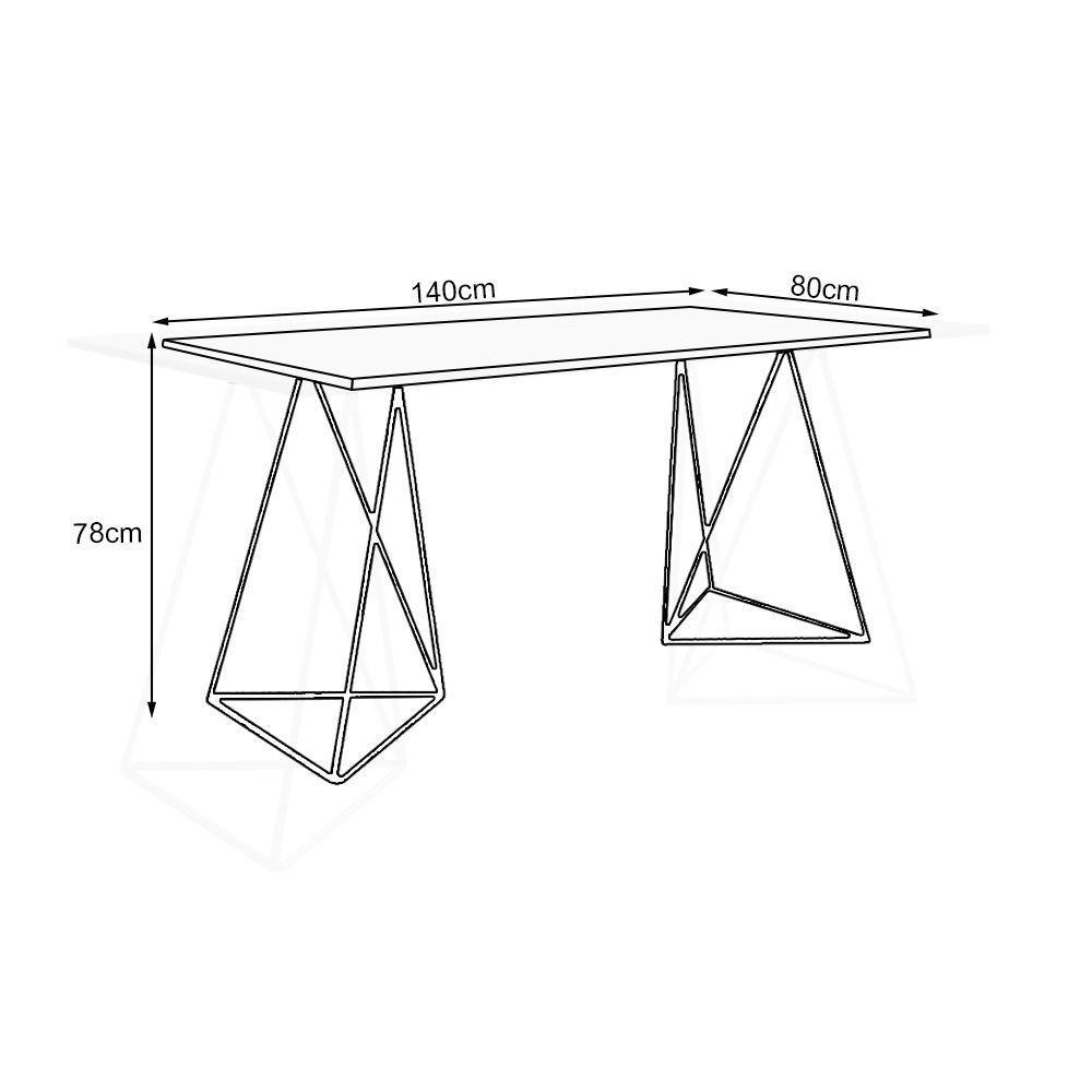 Escrivaninha Bela Vista Cavalete Tampo Branco Base Ferro Vermelho - Preto - 2