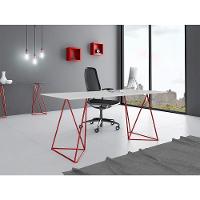 Escrivaninha Bela Vista Cavalete Tampo Branco Base Ferro Vermelho - Preto - 1