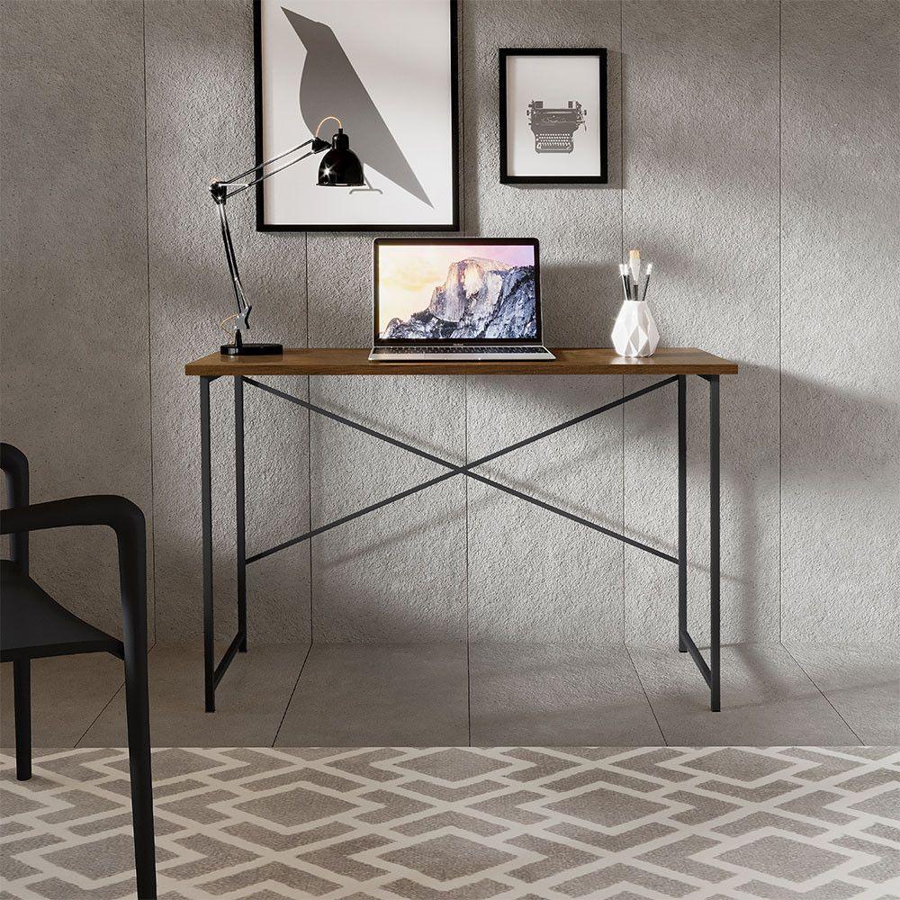 Mesa Escrivaninha Para Estudo Office 0,76 Cm Miami Imbuia/ Preto - 1