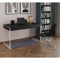 Escrivaninha Industrial Escritório Malta Preta 137X53Cm Com 1 Cadeira Preta Base Ferro Cor: Preto - 1