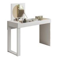 Escrivaninha Penteadeira Play Espelho Basculante E Vidro Branco Fosco Branco Fosco - 1