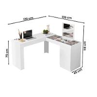 Escrivaninha Canto Penteadeira Star Com Vidros De Correr Branco Fosco Branco Fosco - 2