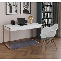 Escrivaninha Home Office Estilo Industrial Branca 137X53Cm Base Cobre Com 1 Poltrona Branca - 1