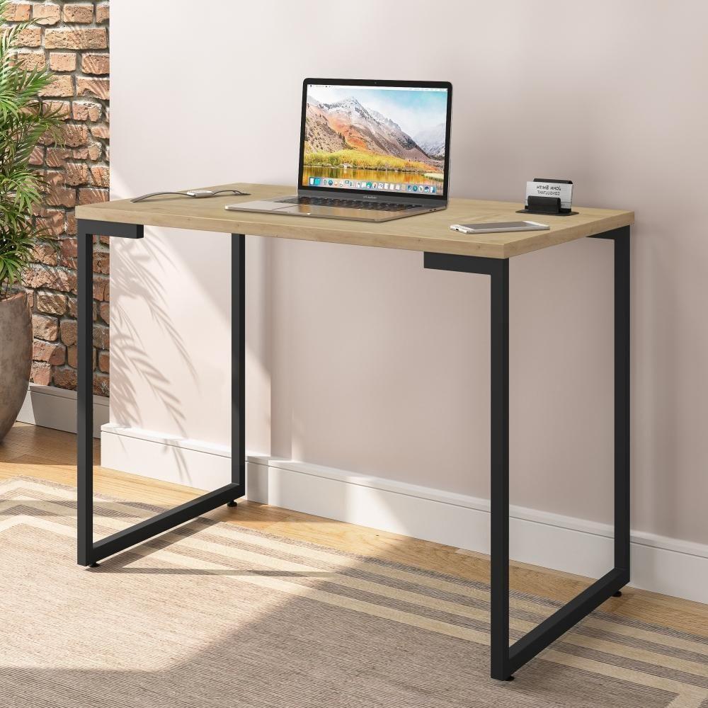 Mesa De Computador Office 0.9 Gênova Natura Preto - 1