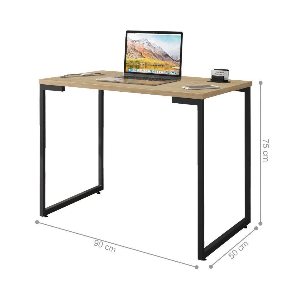Mesa De Computador Office 0.9 Gênova Natura Preto - 3